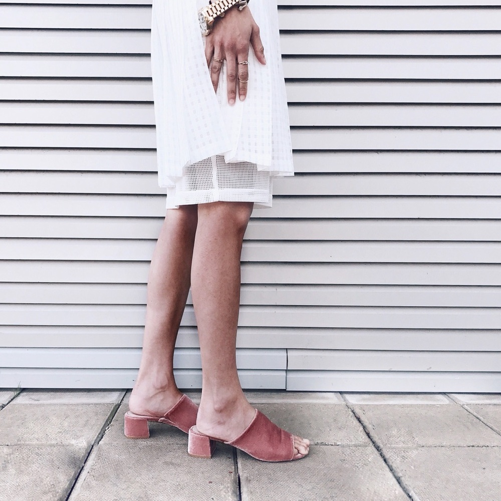 Dune London Pink velvet mules slides size 40